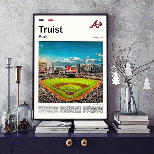 TruistPark Stadium Poster (L17 xW11 Wrapped Canvas) Atlanta Bay Ballpark Wall Art Print, Braves Retro Retro Sports Poster, Gift for Baseball Fans Supporters thumbnail 6