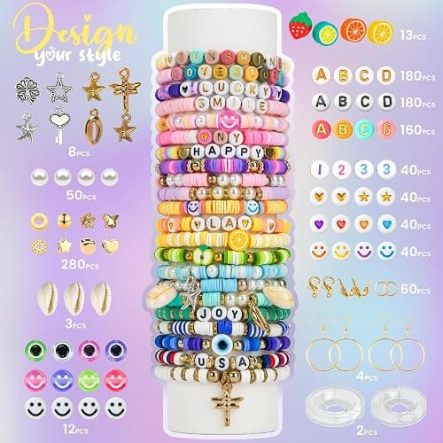 Sunlode 30,000Pcs Clay Beads Bracelets Making Kit, Beads for Bracelets 6 Boxes Bead for Jewelry Making Kit Friendship Bracelet Gifts Trendy Stuff Letter Bead Craft Adult thumbnail 3