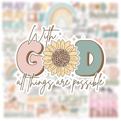 ZyvSyldrin 50PCS Inspiring Christian Stickers for Water Bottles, Bible Verse Stickers, Waterproof Vinyl Jesus Faith Stickers, Christian Quotes Decals for Journaling, Religious Christian Easter Gifts thumbnail 4