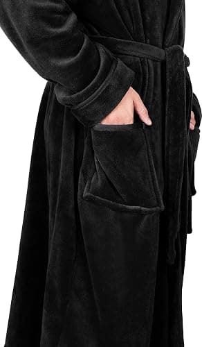 NY Threads Luxury Men’s Hooded Dressing Gown Super Soft Men’s Fleece Robe Cozy Hooded Plush Loungewear - M - Grey thumbnail 6
