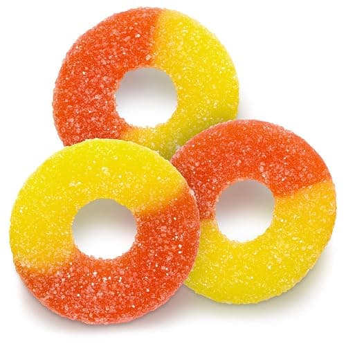 Albanese World's Best Gummi Peach Rings | 8oz of Candy | Gluten Free, Fat Free, Soft and Chewy Gummy | Perfect as a Drink Garnish for Parties, Including in a Dessert Bar, and Crafts with Kids thumbnail 7