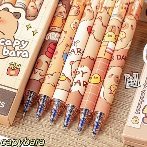 MOZXIRZ 6 Pcs Cute Erasable Retractable Pens Erasable Gel Ink Pens Cartoon Capybara Pen 0.5mm Fine Point Blue Ink Pen Cartoon Writing Pen Office School Pens Women Girls Boys (Blue Ink-Capybara) thumbnail 5