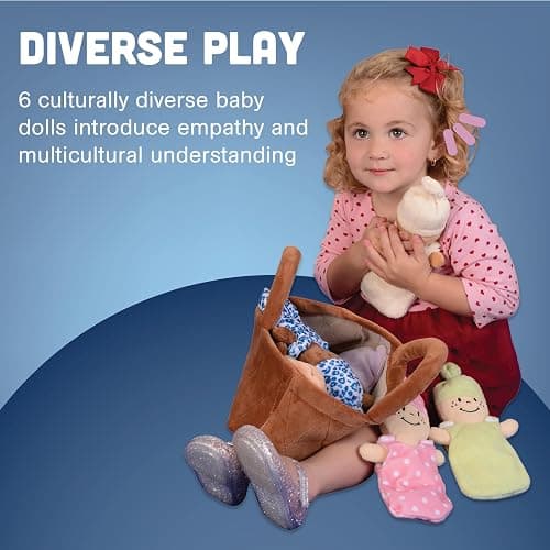 Creative Minds Basket of Babies Soft Baby Dolls, Sensory Toys, Multicultural, Diversity, Inclusion and Social Emotional Learning, Baby Toys for All Ages, Set of 6 Plush Dolls, Multicolor - Multicolor - 6 Pack thumbnail 3
