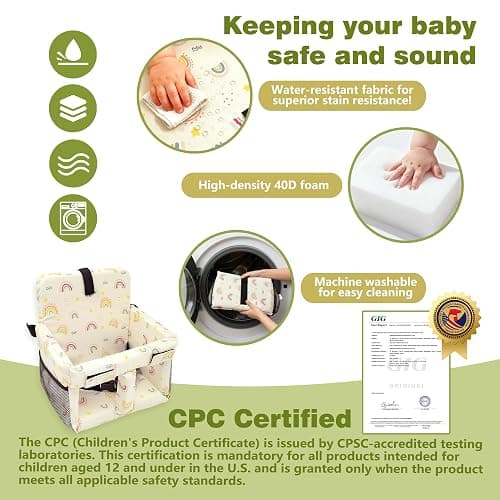 3-in-1 Shopping Cart Cover for Baby & High Chair Cover - CPC Certified Cart Cover for Baby with 40D High-Density Foam - Universal Fit for Park Swings, Water-Resistant, Machine Washable Shopping Cart Cover Rainbows thumbnail 4