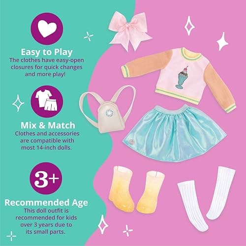 Glitter Girls – 14-Inch Doll Clothes – Sweet Dazzle Tutu & Sweater Deluxe Outfit - For Girls 3+ Years – Children’s Toys thumbnail 5