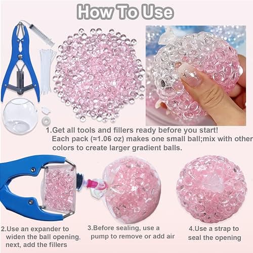 DIY Stress Ball Making Kit with Filler-15PCS Stress Ball Making Kit Stress Balls, Transparent Blank Skins with Air Pump & Expander Tool for Pressure Squishy Balls for Adult (15PC, Style A) thumbnail 3