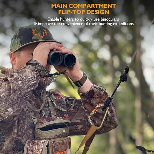 NEW VIEW CamoRanger Ripstop Binocular Harness Chest Pack - Hunting Bino Case, Detachable Rangefinder Pouch, Adjustable Binos Harness, Rain Cover - Tree Camo thumbnail 4