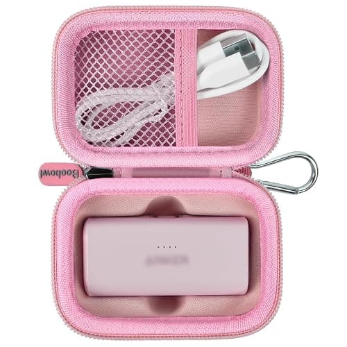 Boobowl Case Compatible with Anker Nano Portable Charger Power Bank, 5,000 Mah, with Built-in Lightning Connector, Charging Battery Pack Storage Holder for amelema/for LanLuk/for Feob (Box Only)-Pink - Image 1