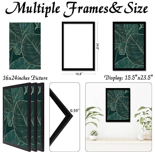keibiubu Black Picture Frame Set of 3, 16x24 Picture Frame for Photo Poster Canvas Certificate Document Display Horizontally or Vertically High Transparent Wall Gallery(Size 16 x 24 inches) thumbnail 3