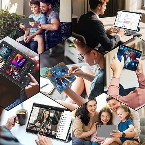 Android 15 Tablet with Keyboard - 26GB RAM + 256GB ROM, 2TB Expand, 10 inch 2-in-1 Tablets with 5G/2.4G WiFi, 8000mAh, BT5.0, 5MP+13MP, Split Screen, Widevine L1, Mouse, Case, Stylus (Black Case) thumbnail 9