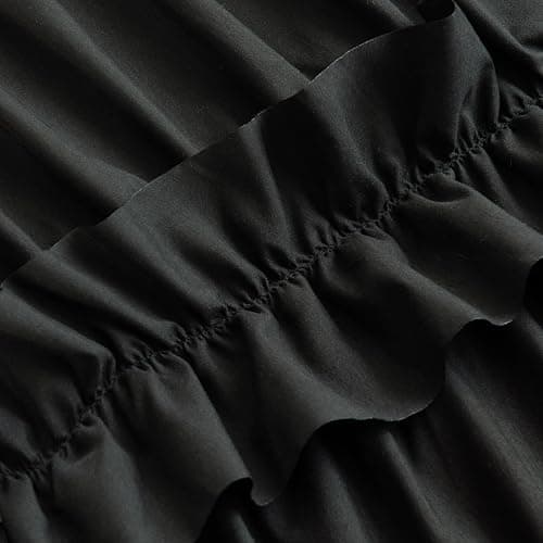 BRHF Farmhouse Ruffle Shower Curtain with Handmade Ruched, Vintage Ruffled Fabric Bathroom Curtains, Decorative Elegant Bathroom Curtain with 12 Holes, Black, 72" W x 72" H(N60049) thumbnail 4