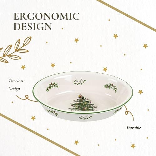 Spode Christmas Tree Oval Rim Dish (12.5" x 8.75") Festive Deep Baking Pan for Serving Vegetables, Roast Dinner, Casseroles - Fine Porcelain, Microwave, Freezer, Dishwasher Safe thumbnail 6
