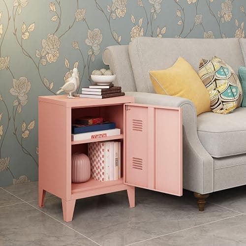 MIOCASA Metal Nightstand Modern End Side Table Steel Bedside Storage Cabinet with Shelf Easy Assembly for Living Room Bedroom thumbnail 7