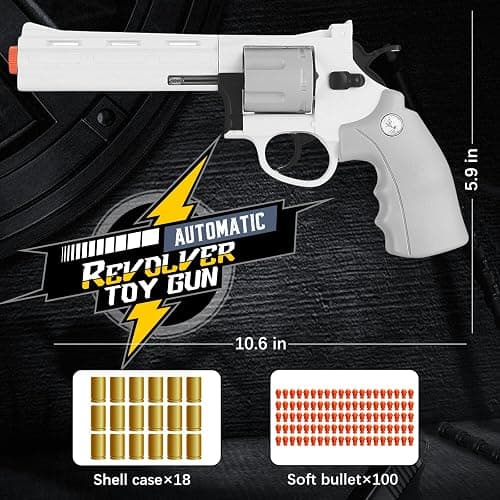 Revolver Toy Gun with 100 Soft Bullets,18 Shells,Gun Fidget Toy,Christmas Birthday Gifts for Boys Kids Adult Age 8+ thumbnail 2