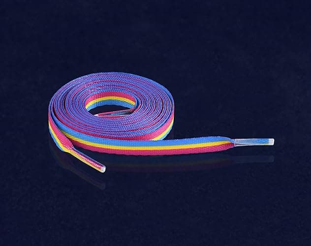 Pansexual Pride Flag Striped Shoelaces - LGBTQ Accessories for Pride Parades & Events, Fits Boots, Sneakers & More! - 1 thumbnail 2