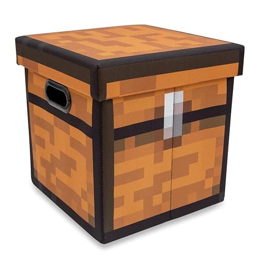 Minecraft Brown Chest 13-Inch Storage Bin Chest With Lid | Foldable Fabric Basket Container, Cube Organizer With Handles, Cubby For Shelves, Closet | Home Decor Essentials, Video Game Gifts - Image 1