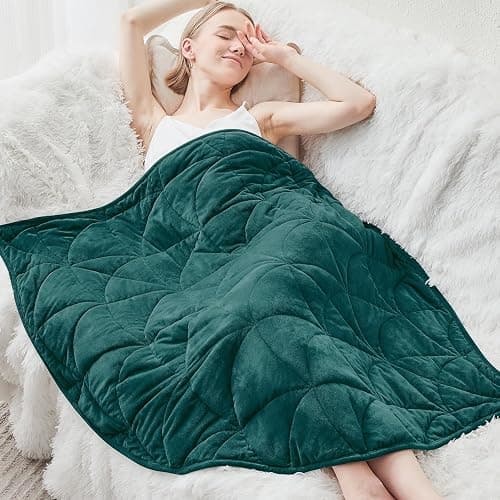Weighted Lap Blanket 7 lbs for Adults, Luxury Soft Small Weighted Blanket, Compact Portable Weighted Lap Pad for Relaxation, Sleeping, Travel, All-Season Use, Forest Green, 40" x 52" thumbnail 6