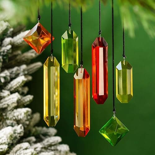 Set of 7 Colorful Crystal Ornaments for Christmas Window Hanging, Crystal Prisms Icicle Ornaments, Stained Gass Art Suncatcher for Indoor Window for Women thumbnail 5