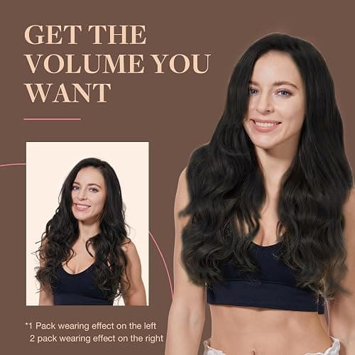 GOO GOO Clip in Hair Extensions Real Human Hair, Remy Human Hair Extensions Clip ins for Women, Natural Human Hair, 20inch 120g 7Pcs, 1B Natural black thumbnail 7