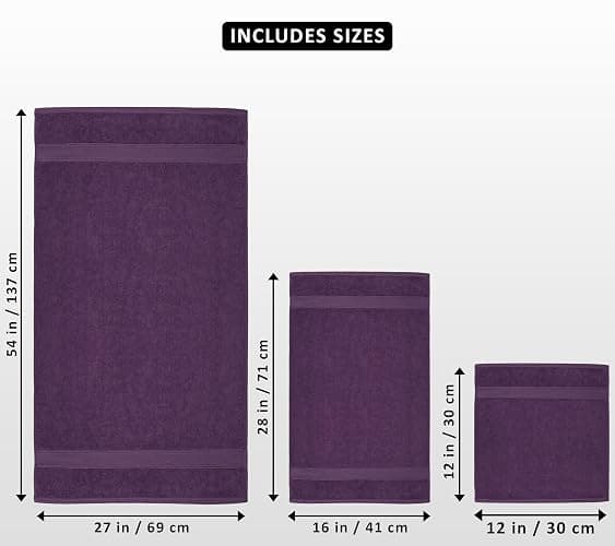 Utopia Towels 8 Piece Luxury Towel Set – Majestic Plush, Super Absorbent & Quicker-to-Dry, Thick 100% Ring Spun Cotton Towels for Bathroom, Spa & Hotel – 2 Bath, 2 Hand, 4 Washcloths, Plum thumbnail 3