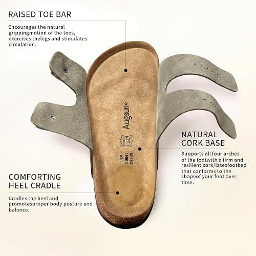 AugSun Women's Cork Footbed Slides 2026 - Adjustable Double Buckle Sandals with Arch Support, Latex Cushion Insole & All-Day Comfort thumbnail 4