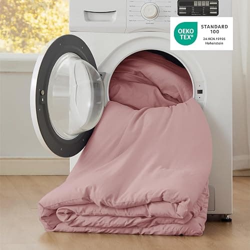 Bedsure Queen Size Comforter Set, Pink Soft Prewashed Bedding for All Seasons, 3 Pieces GentleSoft™ Warm Down Alternative Bed Set, 1 Lightweight Comforter (90"x90") and 2 Pillowcases (20"x26") thumbnail 5