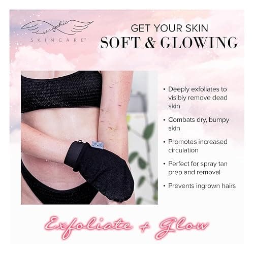 Seraphic Skincare Original Premium Exfoliating Mitt for Body (2pc) – 100% Vegan Viscose Traditional Body Scrub Glove Kessa Korean Washcloth – Body Exfoliator for Self-Tan Removal & Keratosis Pilaris thumbnail 5