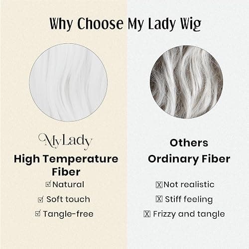 MY-LADY White Wig with Side Side Bangs Long Wavy Cosplay Wig for Women Natural Hair 24 Inch Synthetic Hair for Girls Daily Party Halloween thumbnail 3