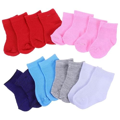 Garneck 8 Pairs Baby Doll Socks for 18 Inch Dolls: Mini Colorful Sock Shoes Style Dollhouse Clothes Accessories Soft Stretch Knit Pretend Play Dress Up Dollhouse Decor Puppet Play - Image 1