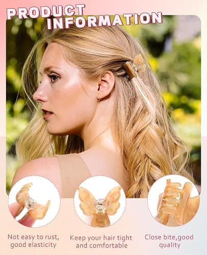 Sequins Butterfly Hair Clips - 12PCS Small Clamps for Thin Hair Styling Accessories, Classic Claws for Women & Girls thumbnail 5