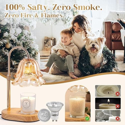 Flower Candle Warmer Lamp with Timer - Dimmable Electric Candle Lamp, Birthday Gifts for Women Mom, House Warming Gifts New Home Decor, Adjustable Wax Wamer Light for Jar Candles thumbnail 7