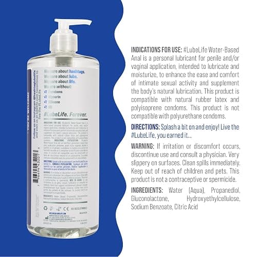 LubeLife Water-Based Anal Lube for Men, Women & Couples – Personal Lubricant Safe for Ingestion, Toy & Condom Compatible, Water Based Lubricant Gel for Privacy & Intimacy (32 Fl Oz) thumbnail 2