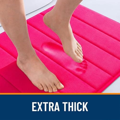 OLANLY Memory Foam Bath Mat 30x20, Super Soft and Absorbent Bathroom Rugs | Hot Pink, Quick Dry Bath Rug, Machine Washable Shower Floor Mats, Bathmat Carpet for Bathroom Floor, Tub and Shower thumbnail 6