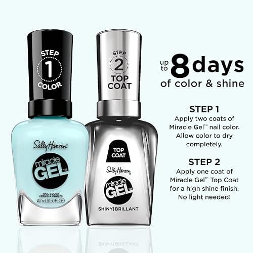 Sally Hansen Miracle Gel Salon Quality Nail Polish | Gel-Like Formula, Two-Step System, No UV Light Needed, Long Lasting | Opaque, Glossy | 668 Grand Cyan | Vibrant Blue Nail Polish thumbnail 5