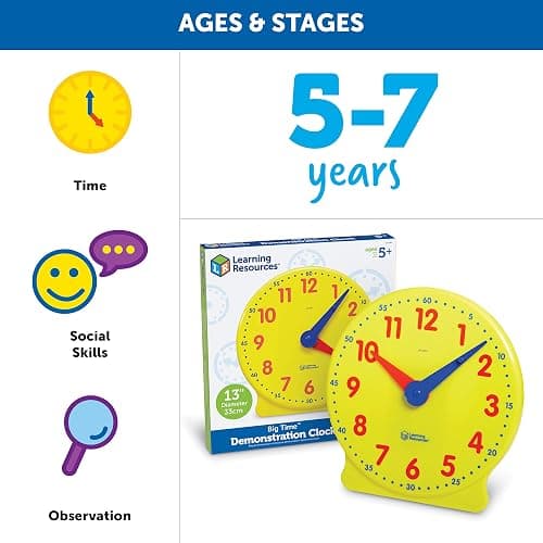 Learning Resources Big Time Learning Clock, Analog Clock, Homeschool, 12 Hour, Basic Math Development, Ages 5+ thumbnail 5