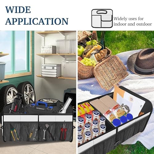 Femuar Car Trunk Organizer, Car Storage Organizer with Large Capacity Waterproof Collapsible Trunk Organizer for Car Suv/Jeep/Sedan (Beige, Standard) thumbnail 6
