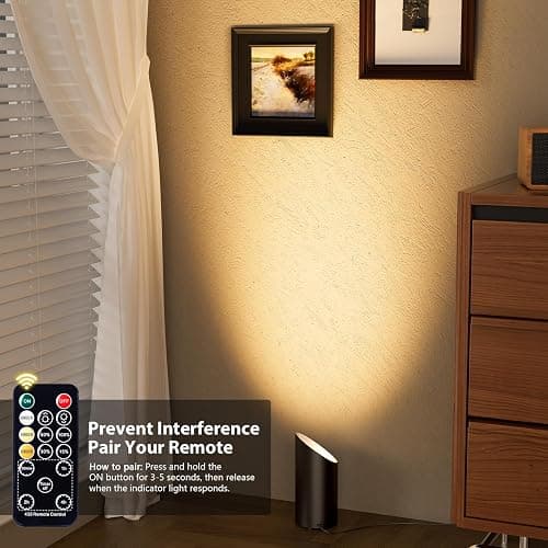 Brightown 2 Pack Uplights Indoor Floor Can Lights with Remote and Timer, 3 Color Temps and Dimmable Uplighting Spotlights for Dark Corner Sofa Plant Picture, 6.5 FT Plug Cord & Foot Switch, Black thumbnail 5