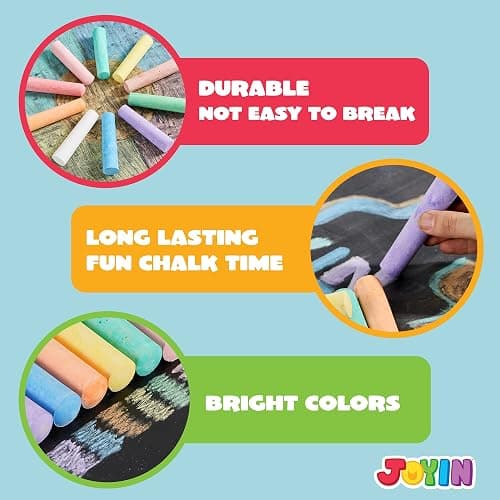 JOYIN 120 PCS Sidewalk Chalks for Kids Giant Box Non-toxic Jumbo Colored Washable Sidewalk Chalk for Toddlers in 10 Colors thumbnail 4