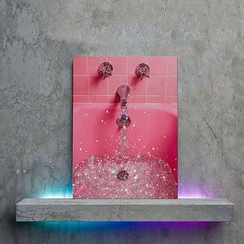 Pink Bathroom Ambiance Canvas Print - Bathtub Aesthetic Wall Art Poster for Bedroom and Living Room Decor 12x16inch(30x thumbnail 5