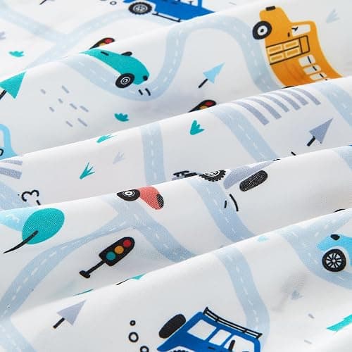 Mooreeke Bed in a Bag for Kids Boys Teens, 6 Pieces Twin Size Comforter Bed Set with Shams, Sheet Set and Decorative Toy Pillow, Cars White Super Soft Microfiber Kids Comforter Bedding Set thumbnail 6