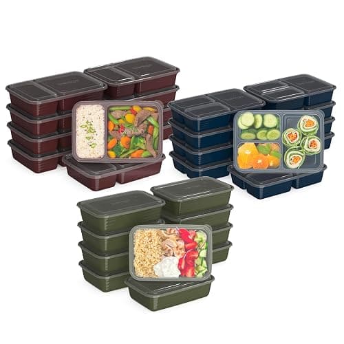 Bentgo Prep 60-Piece Meal Prep Kit - Reusable PFAS & BPA-Free Food Containers, 1-Compartment, 2-Compartment, & 3-Compartments - Microwave, Freezer, & Dishwasher Safe (Rich Shades) - Image 1