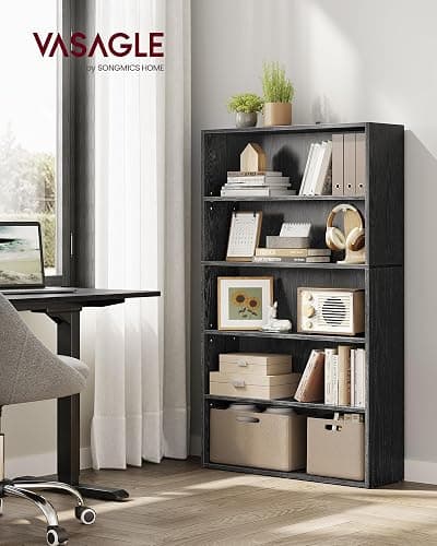 VASAGLE Custos Collection - Bookshelf, 5-Tier Bookcase, Book Shelf, Open Storage Shelf, 9.4 x 30 x 52.8 Inches, for Living Room, Home Office, Dinning Room, Ebony Black ULBC175T56 thumbnail 2
