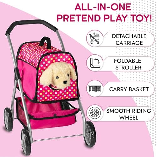 Puppy Doll Stroller – Remote Control Walking & Barking Plush Dog Toy for Kids – Electronic Interactive Puppy with Sounds, Tail Wagging & Music – Pretend Play Pet Toy for Girls & Boys Ages 2–7 thumbnail 9