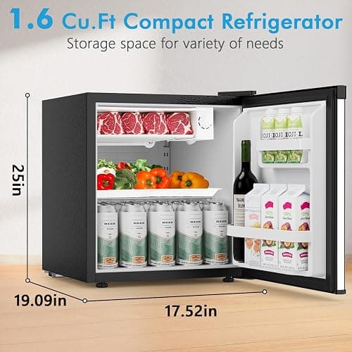 COWSAR 1.7 Cu.Ft Mini Fridge with Freezer, Compact Refrigerator with 7 Temperature Settings, Energy-efficient Low Noise Small Refrigerator Suitable For Dorm, Office, Bar, RV (Stainless Steel Silver) thumbnail 2