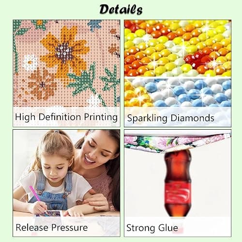 Lanzeyo Diamond Painting Kits for Adults Flower Diamond Art Kits for Beginners Diamond dot Kits Floral Wall Art DIY Adults Crafts 4PCS Gem Art (Flower) thumbnail 5