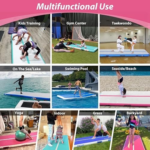 Dwzdd Gymnastics Air Mat 10ft/13ft/16ft/20ft Tumbling Mat Inflatable Gymnastics Tumble Track for Home/Gym/Training/Cheerleading/Water with Electric Pump thumbnail 3