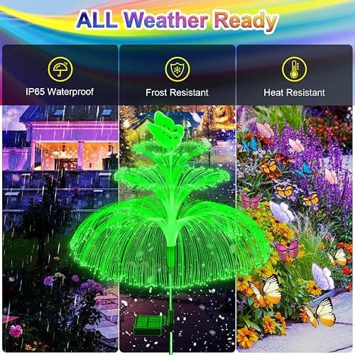 WEITEXS Solar Garden Lights 3 Pack New Upgraded Solar Lights Outdoor Waterproof 3 Layers 7 Color Changing Jellyfish Butterfly Decorations for Garden Yard Gifts for Women thumbnail 5