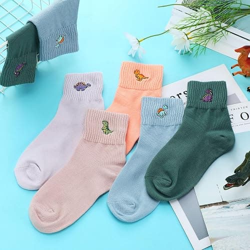 Eurzom 10 Pairs Socks Womens Crew Elastic Ankle Length Cotton Socks Aesthetic Cute Lightweight Low Cut Gifts for Women thumbnail 6