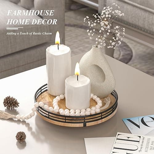 9" Oak Wood Lazy Susan Turntable Organizer for Cabinet, Round Wooden Farmhouse Lazy Susan Organization and Storage for Dining Table, Pantry, Kitchen, Countertop, Cupboard,Home Decor thumbnail 4