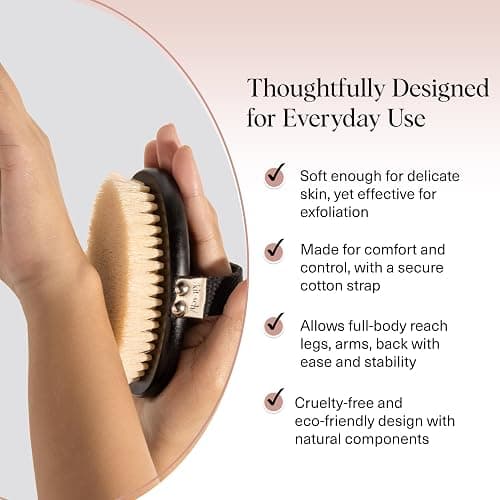Kitsch Dry Brushing Body Brush & Body Scrub – Soft Vegan Bristles for Lymphatic Drainage, Cellulite, Dry Skin Removal & Blood Circulation – Body Exfoliator Scrubber for Glowing Skin thumbnail 3